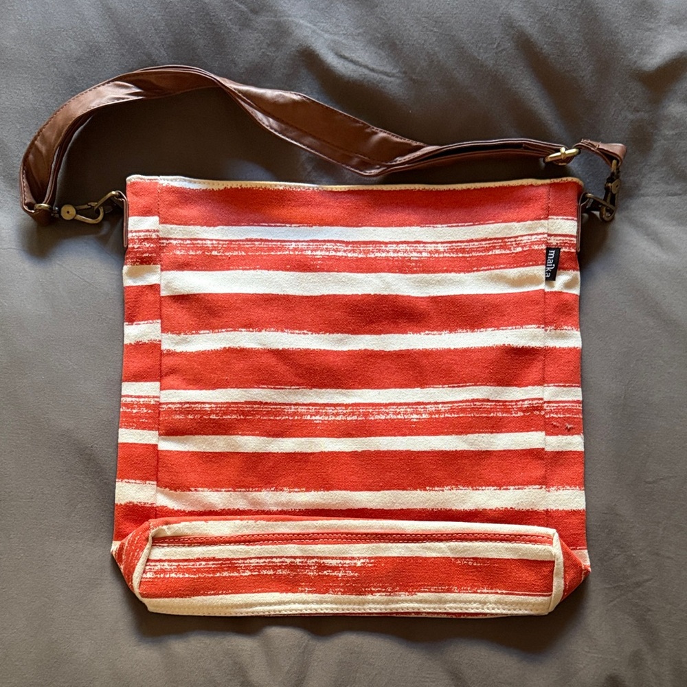Maika Rust Red and White Striped Tote Bag
